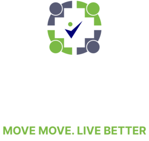 Hunter Rehabilitation and Health logo with "Move Move. Live Better" tagline over gym equipment background