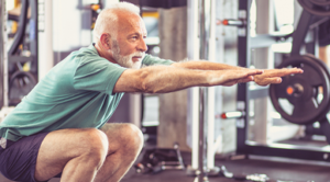 Squatting elderly workout
